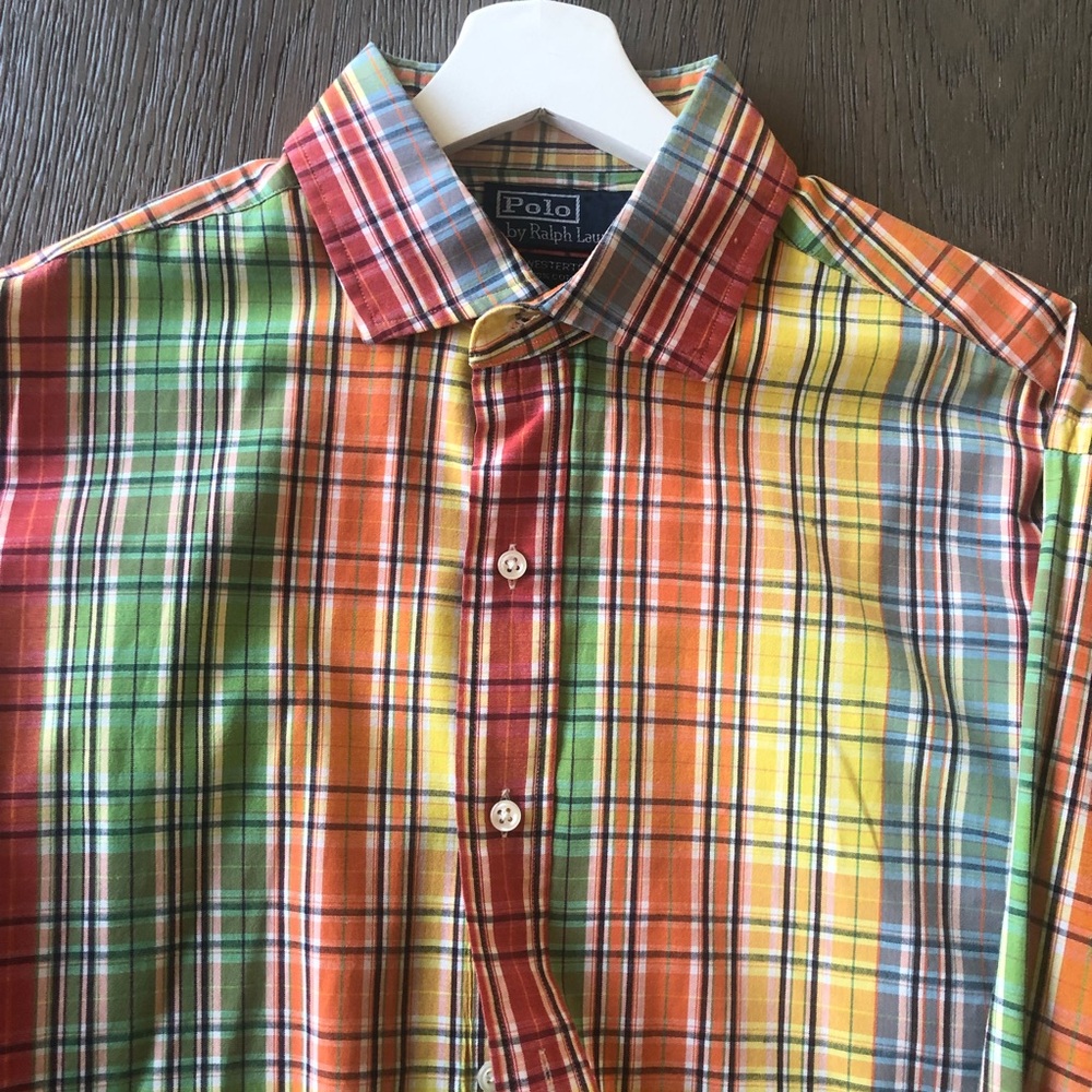 Polo by Ralph Lauren Red and Green Casual Button Up Shirt